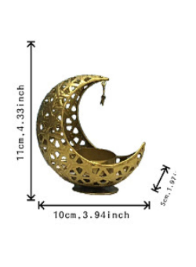 Golden Moon Shaped Candle Holder, Ramadan Decorative Metal Tealight Holder, Islamic Eid Ornament for Table Centerpiece, Home Decor, Bedroom, Living Room, Arabic Style Candle Stand for Ramadan, Eid al-Fitr, Wedding, Party（ZYZT-07C） - Image 2